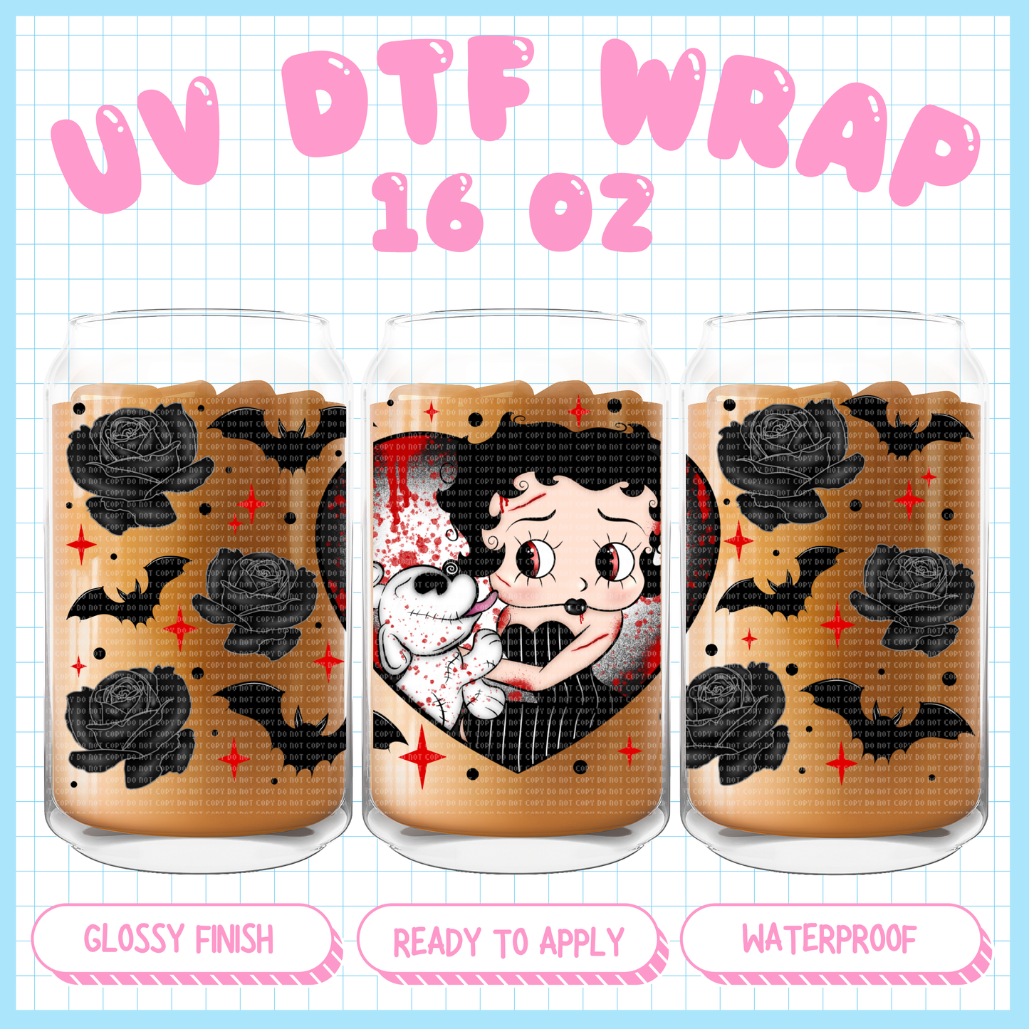 Spooky Betty - 16 oz UV DTF WRAP