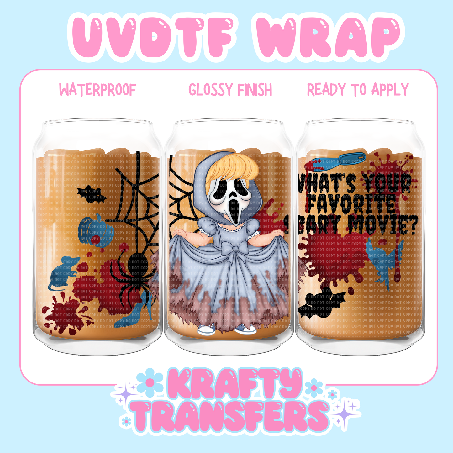 Scream Horror Princess - 16 oz UV DTF WRAP