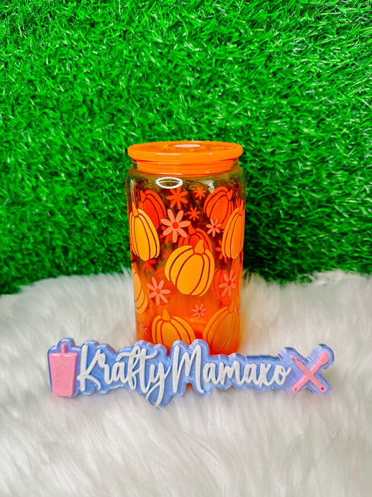 Pumpkins | 16oz | Jelly Glass Cup | Acrylic Lid
