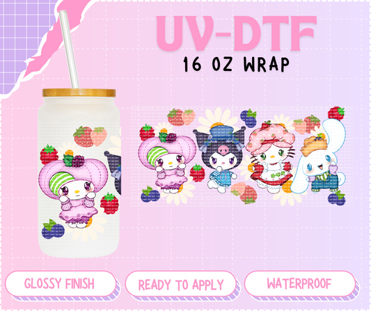 Kawaii Strawberry - 16 Oz UV DTF Wrap