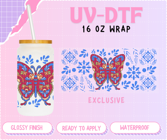 Butterfly Talavera - 16 Oz UV DTF Wrap