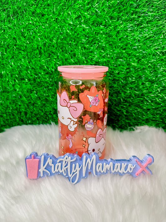 Cutie Kitty | 16oz | Jelly Glass Cup | Acrylic Lid
