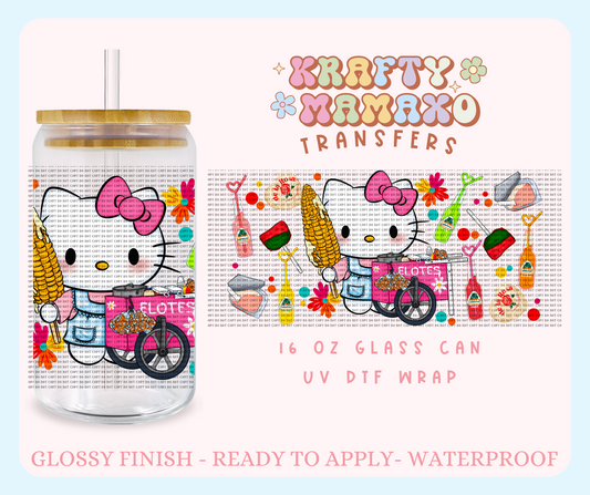 Kitty Elote Cart  - 16 Oz UV DTF Wrap