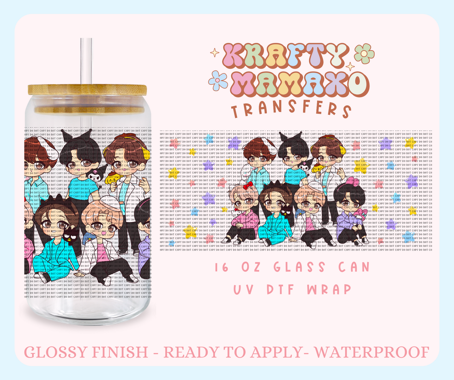 Boy band + Kawaii EXCLUSIVE  - 16 Oz UV DTF Wrap